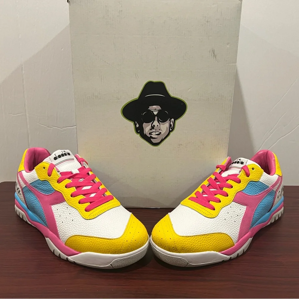Diadora x DJ Luian, Maverick, Blue, White, Yellow & Pink - Picture 1 of 15